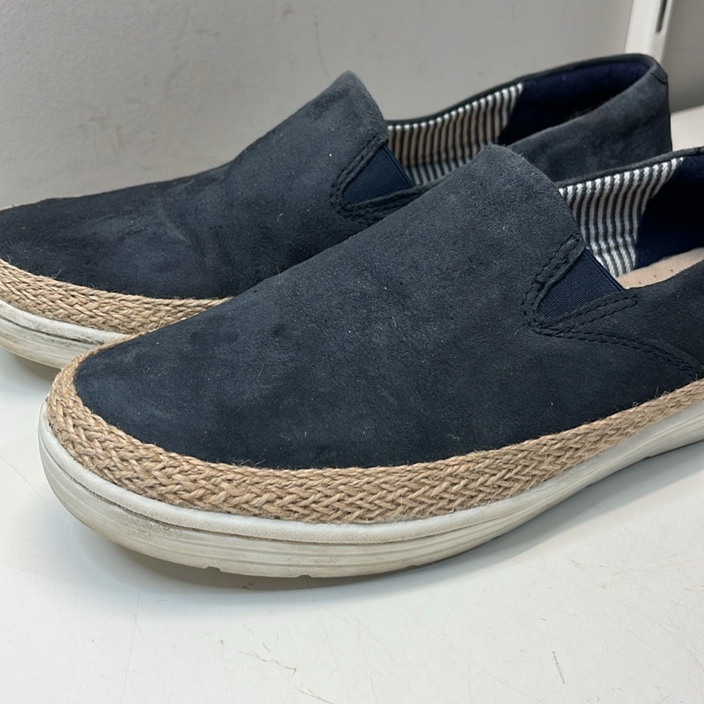 Clarks Marie Pearl Espadrilles Loafers Blue Suede, Sz 9 - Picture 3 of 11